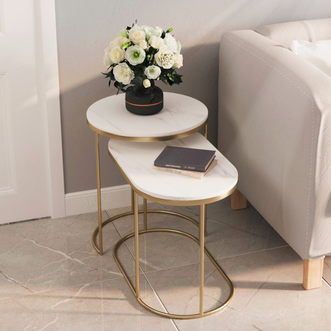 リッチラウンドペアサイドテーブル – MUSE HOME｜海外インテリア雑貨