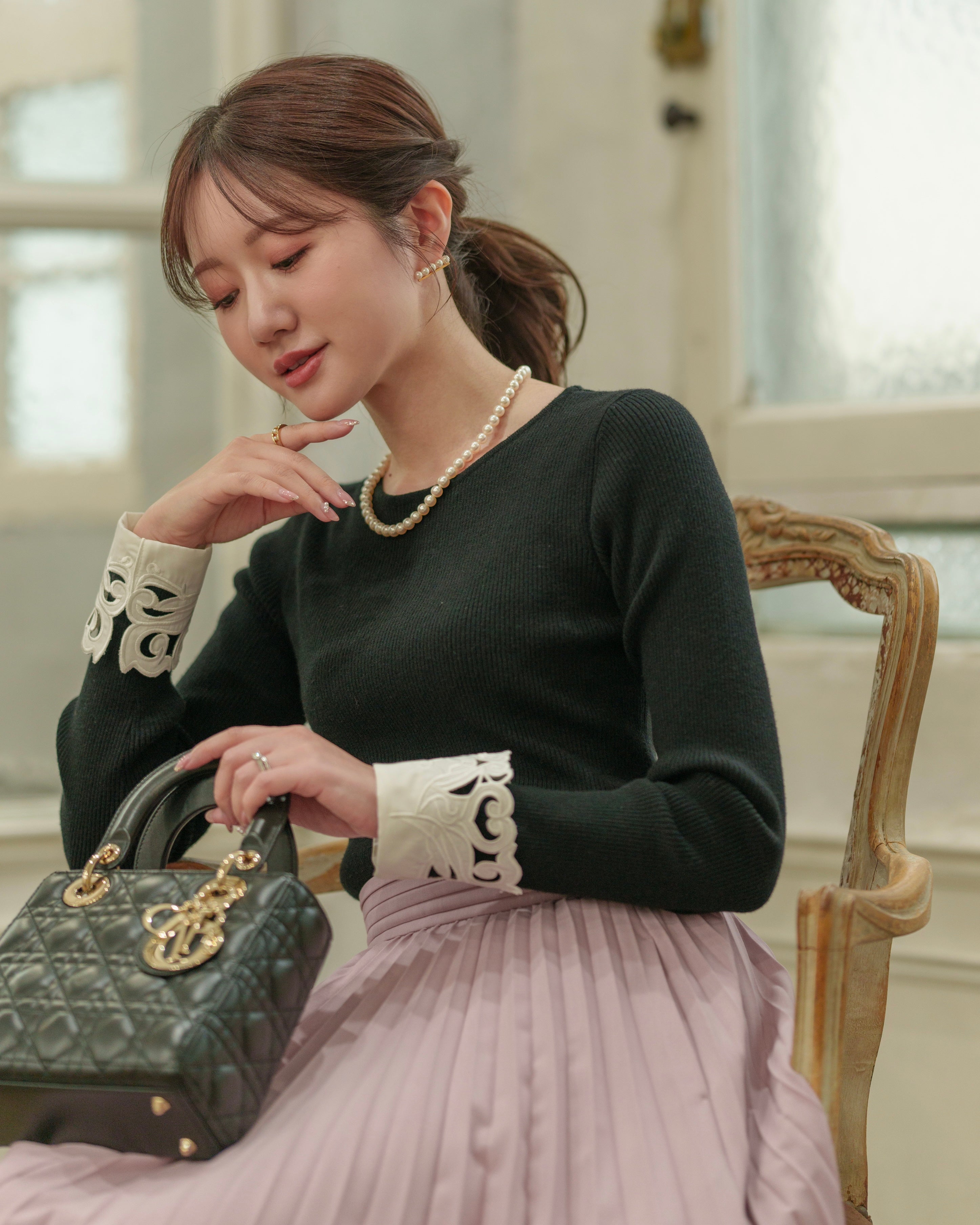 レースカフスリブニット – Maison Echelle