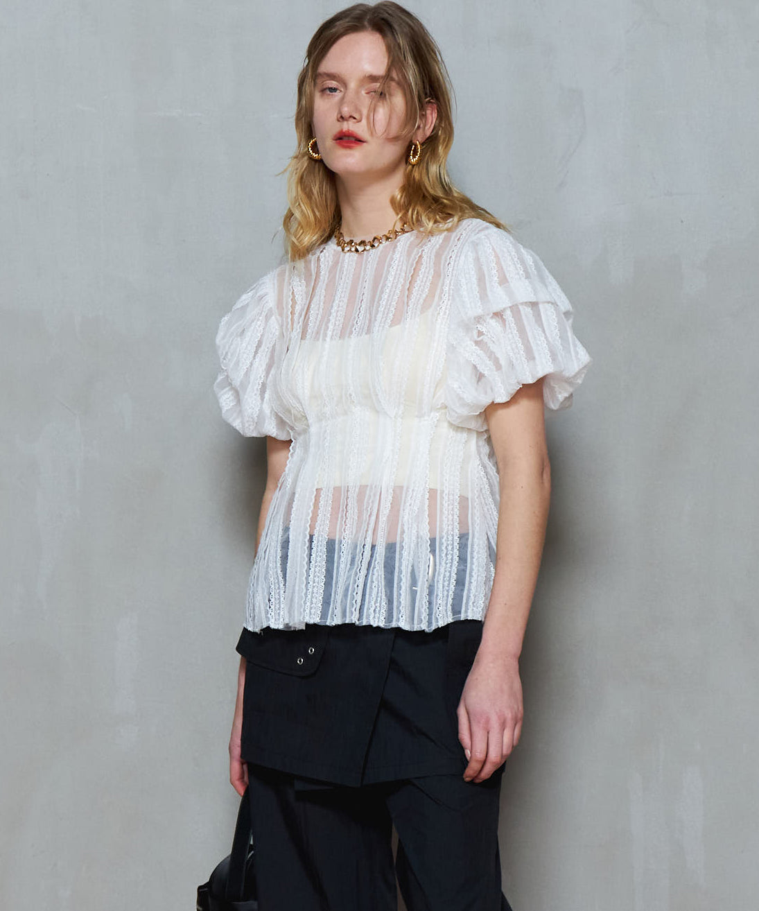 Lace Peplum 2way Tops