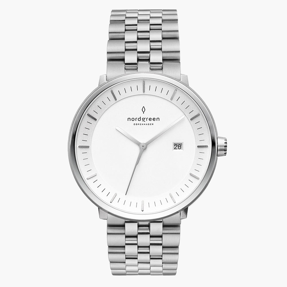 Nordgreen Philosopher | 36mm White Dial Silver Link