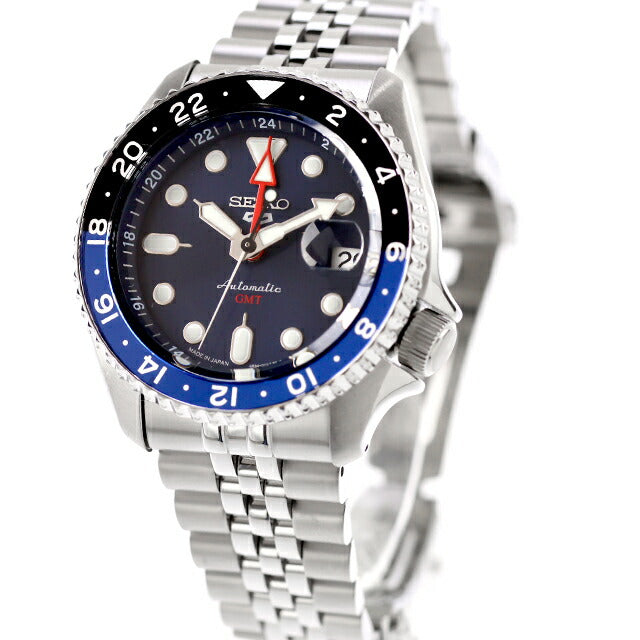 中古 美品 セイコー SEIKO 5 スポーツ ファイブ GMT SKX バットマン