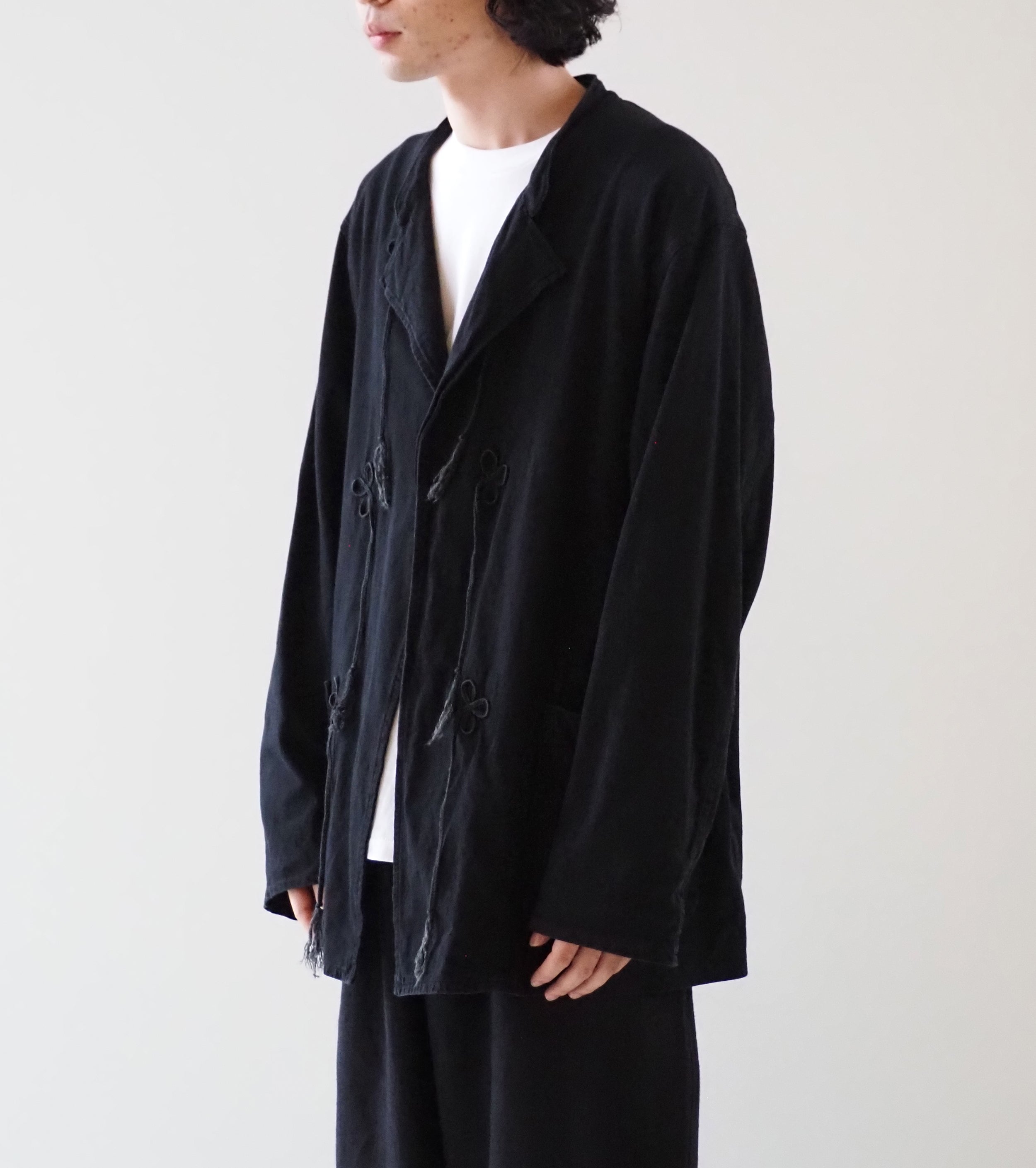 COMOLI コットン ジャージ スタンド カラージャケット , Black – Navyblue