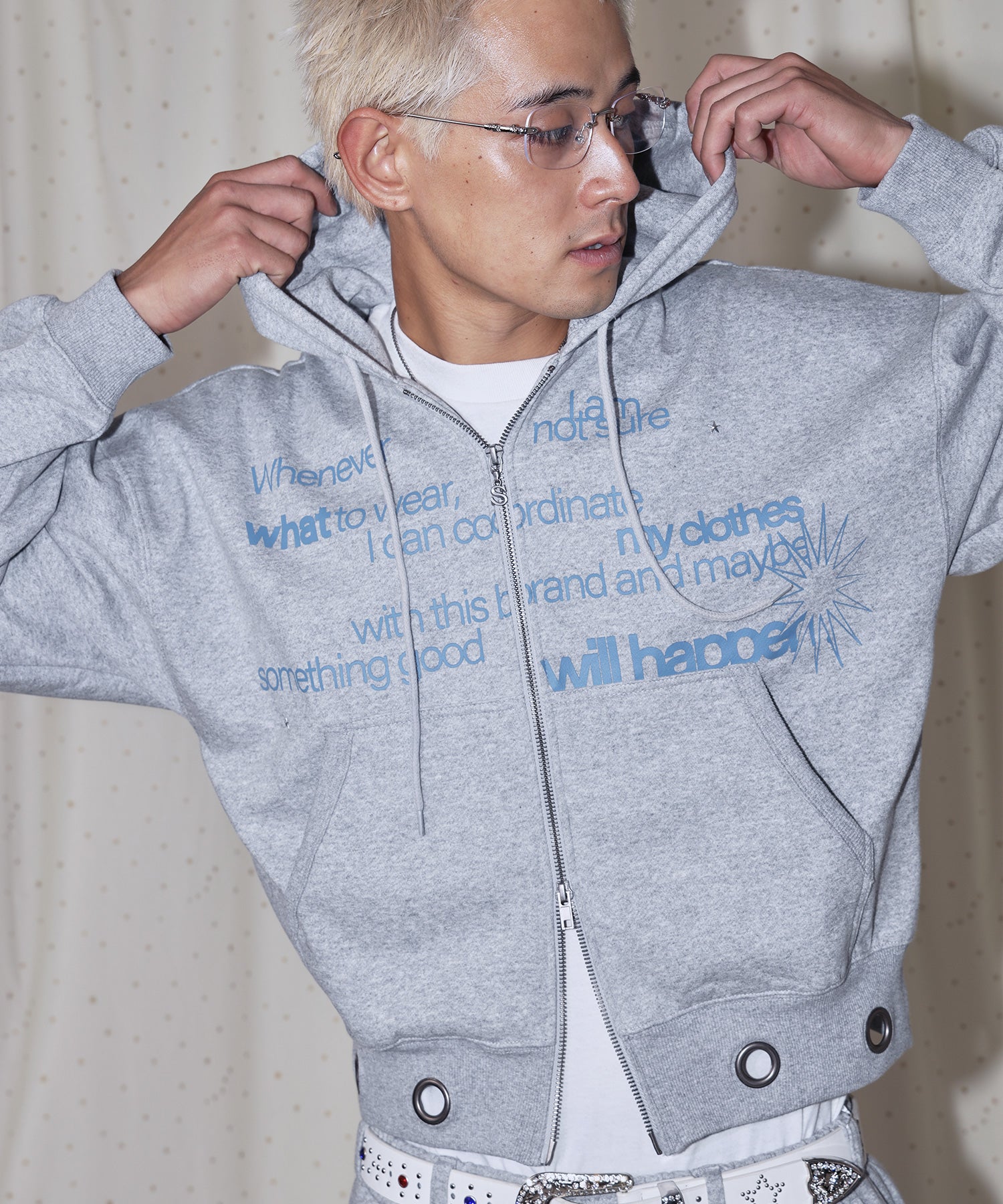 sqnz（エスキュンズ）sqnz eyelet zip pk / ジップパーカー 刺繍