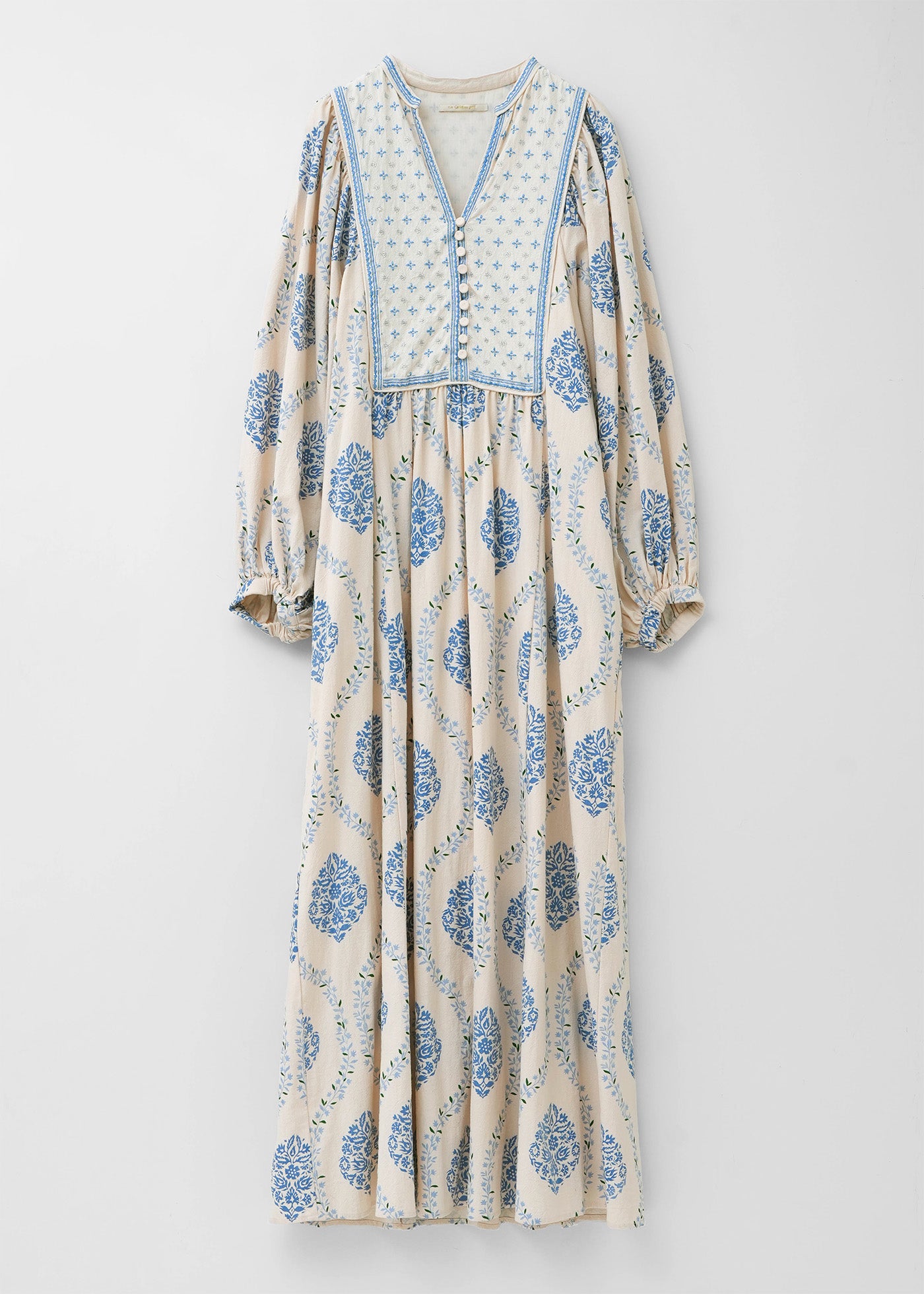 Crimp Cotton Flower Print Yoke Embroidery Dress | Pasand by ne