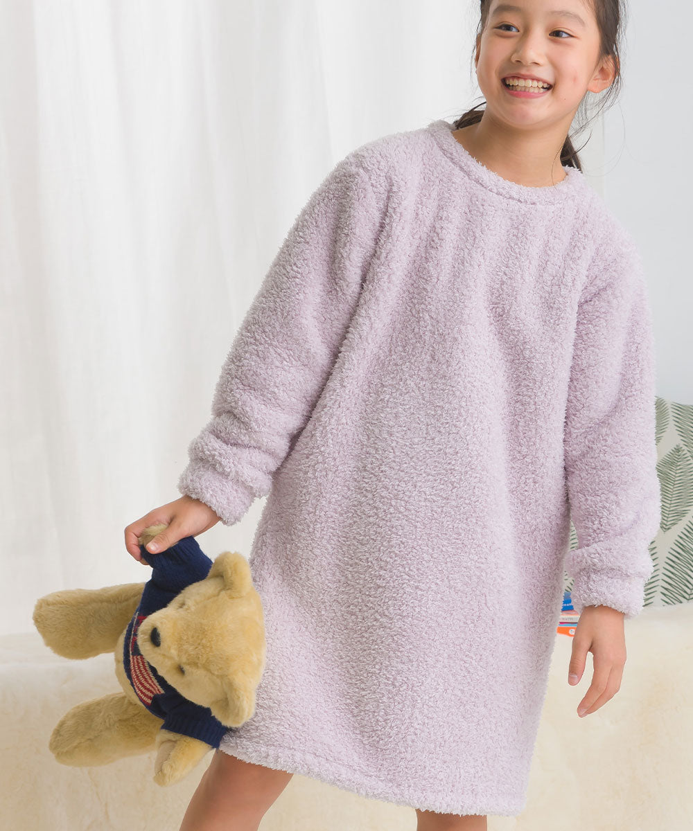 OMNES PURPLE LABEL】キッズ あったかふわシャギー 長袖ワンピース