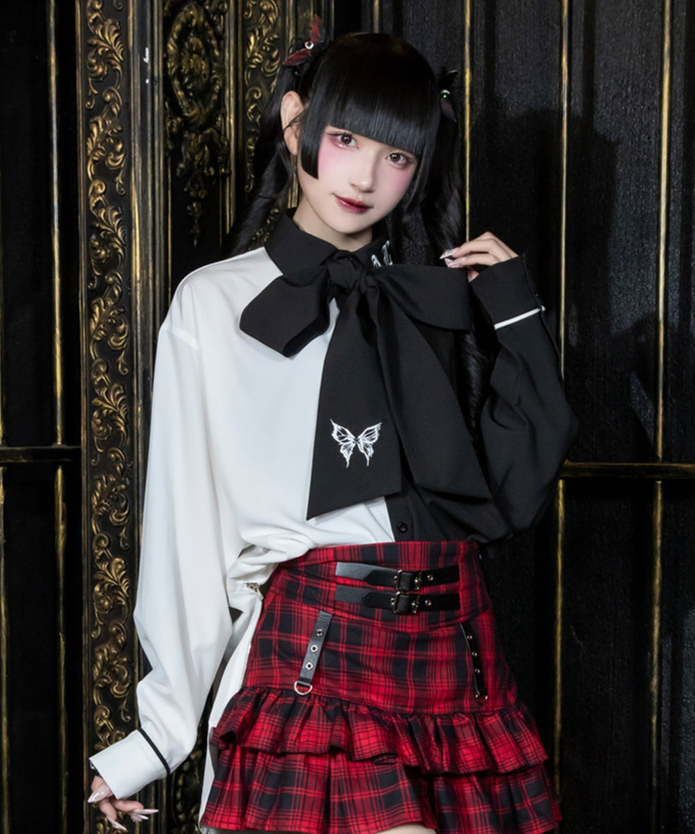 バイカラーリボンネクタイ付きシャツ– A AM STUDIO