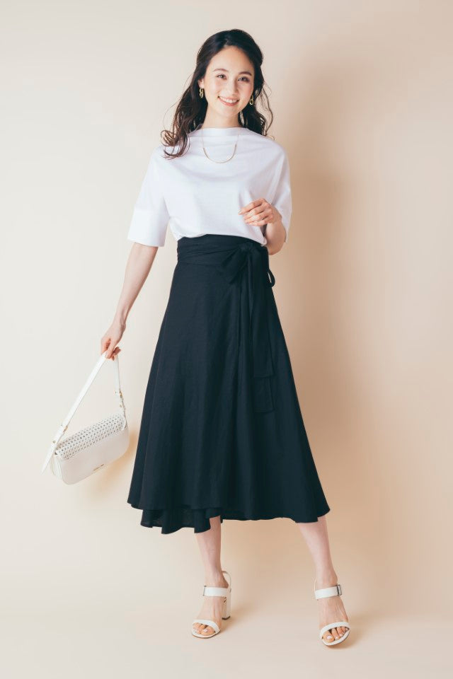 NS-028ウエストリボン 麻混ラップスカート – ATELIER N'S