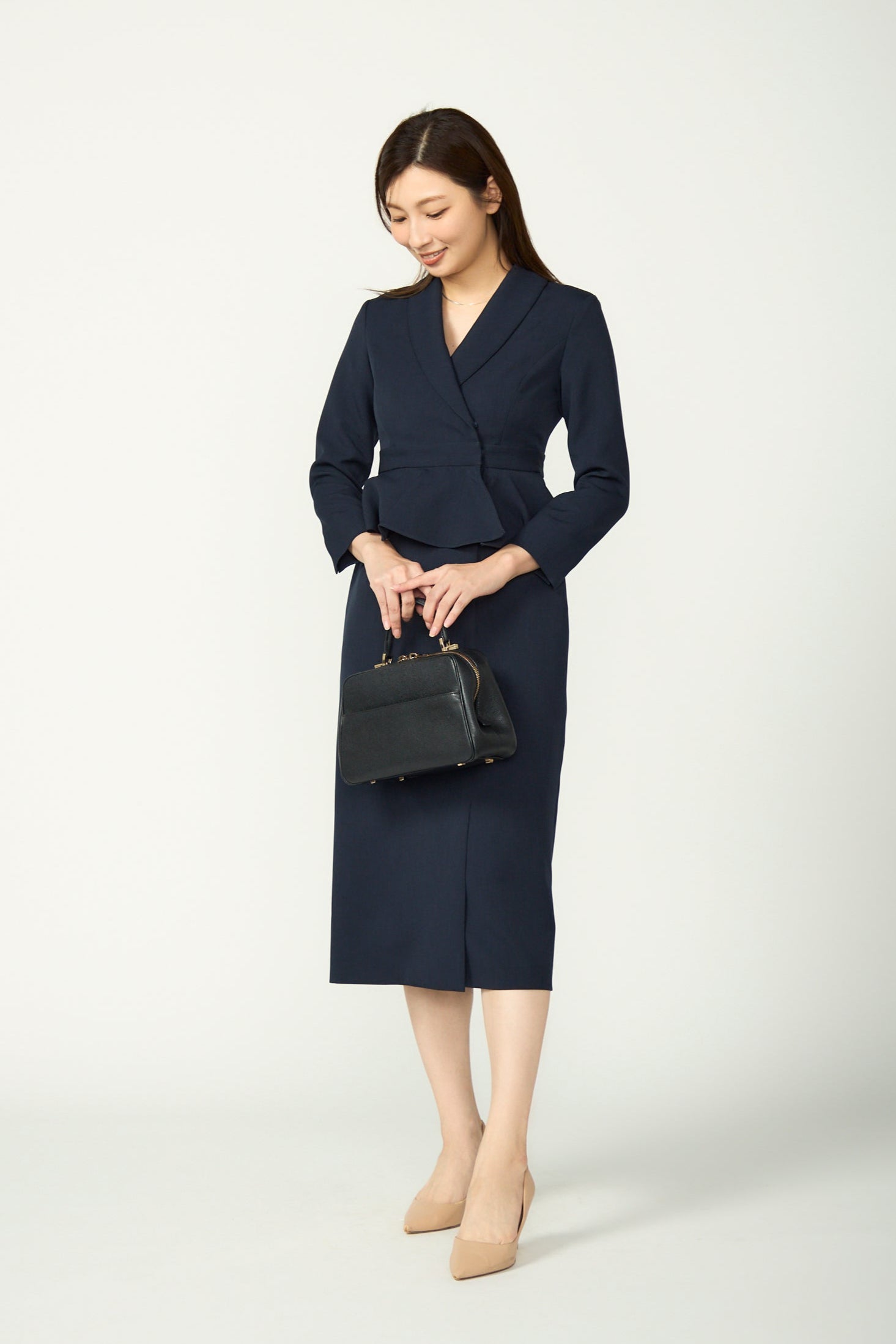 Cheer up peplum dress (Navy) – Audire