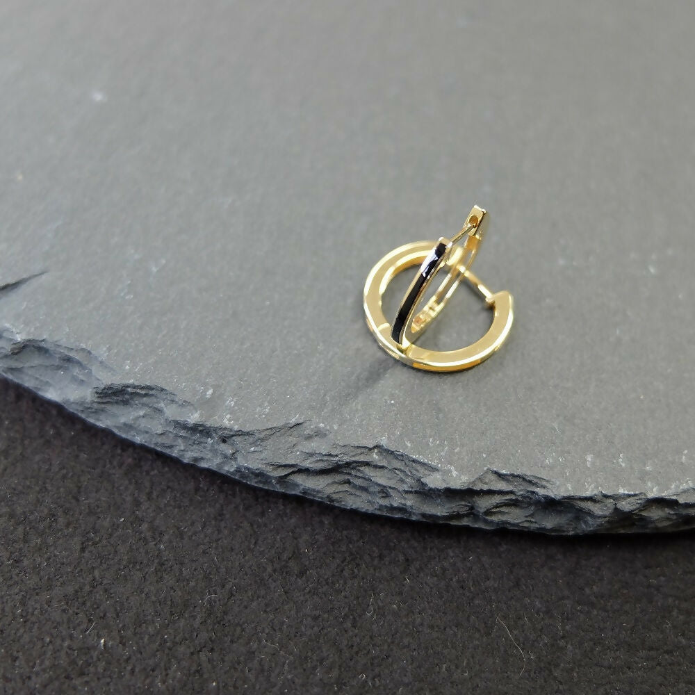 K18 オニキス 白蝶貝 フープ ピアス / 18K Onyx White Mother Of Pearl