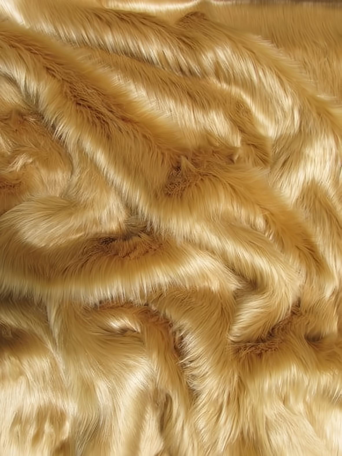 Faux Fake Fur Solid Shaggy Long Pile Fabric Camel EcoShagTM 15