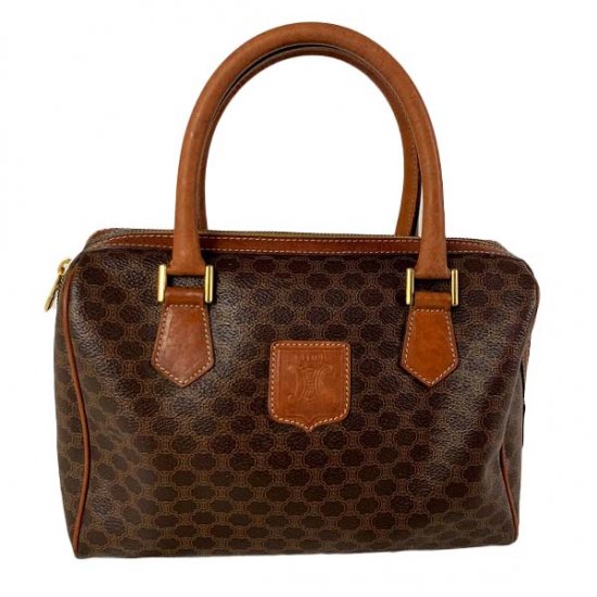 CELINE セリーヌ マカダム柄 PVC/レザー ボストンバッグ