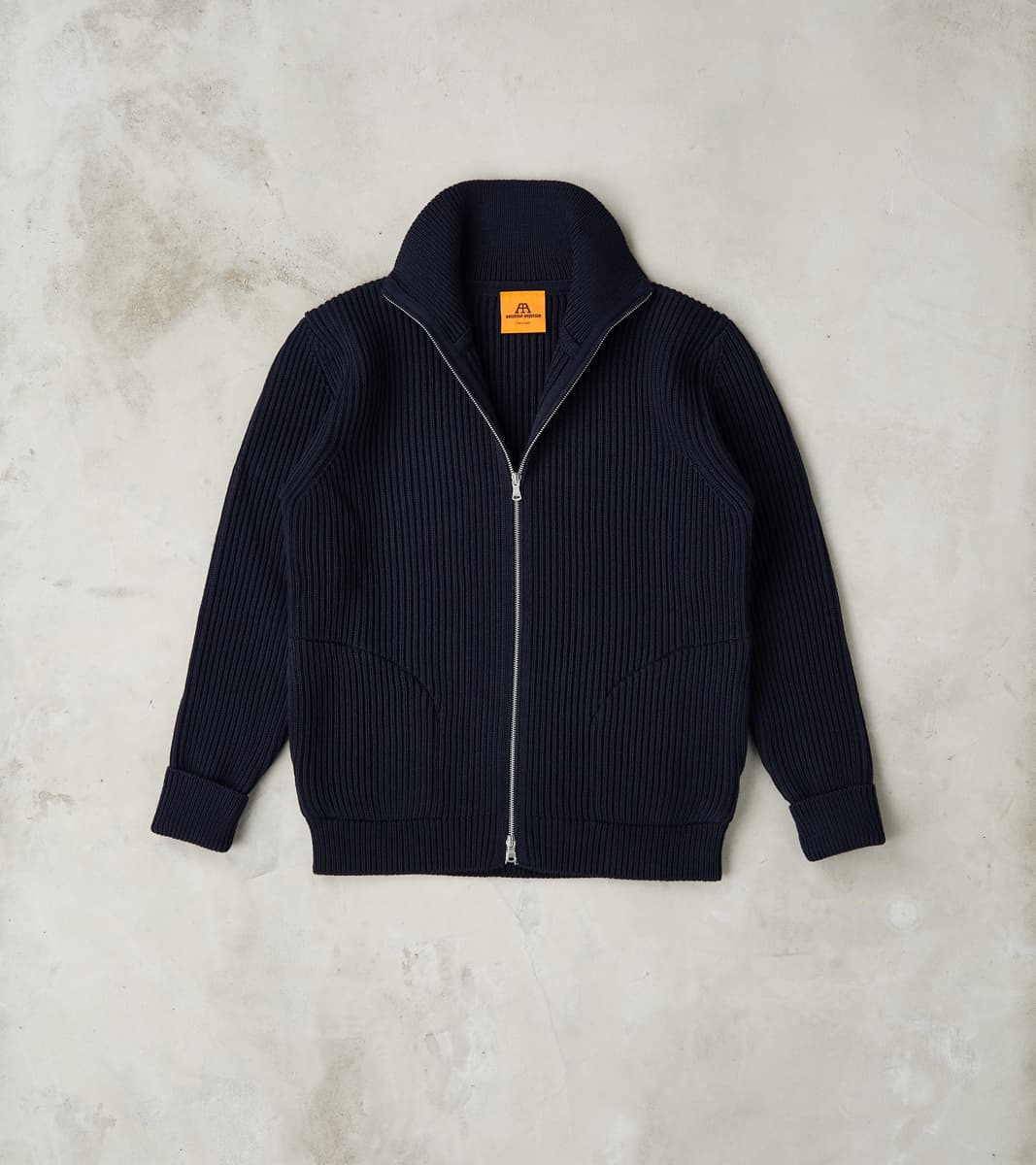 Andersen-Andersen Navy Full Zip Pocket Sweater - Navy – Division
