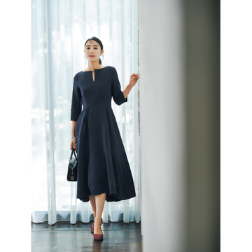 L'AUBE BLANC]キーネックジャガードドレス | KOBUNSHA SELECT SHOP