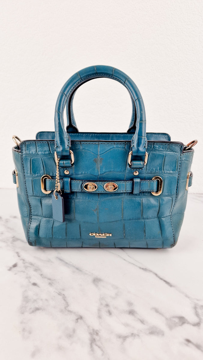 Coach Mini Blake Carryall in Teal Croc Embossed Leather - Handbag