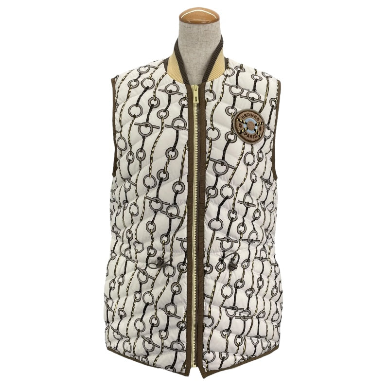 エルメス HERMES ロングダウンベスト 3H0163D2 ホワイト ポリエステル