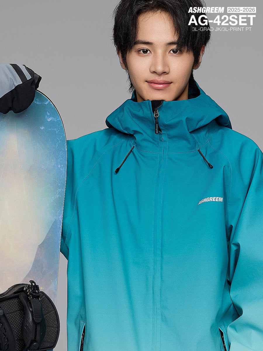 ASHGREEM スノーボードウェア 上下セット 3レイヤー グラデーション
