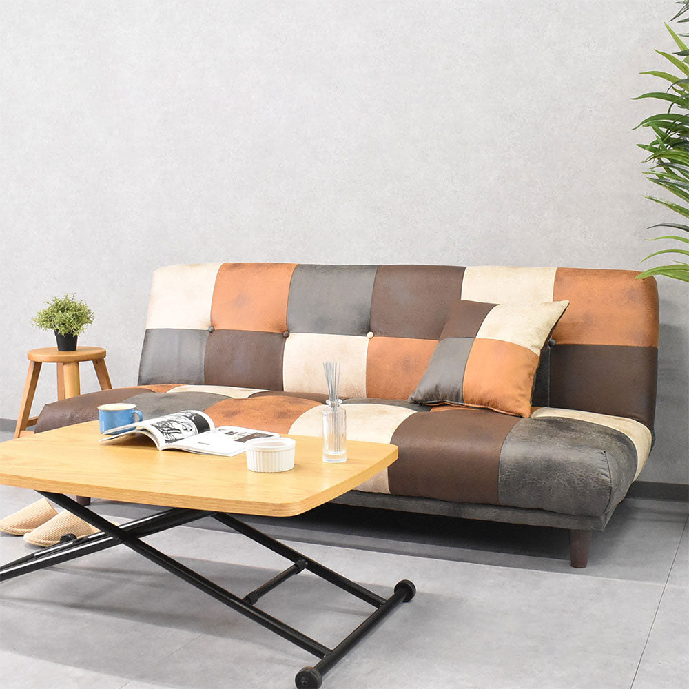 レザーファブリックパッチワークソファーベッド