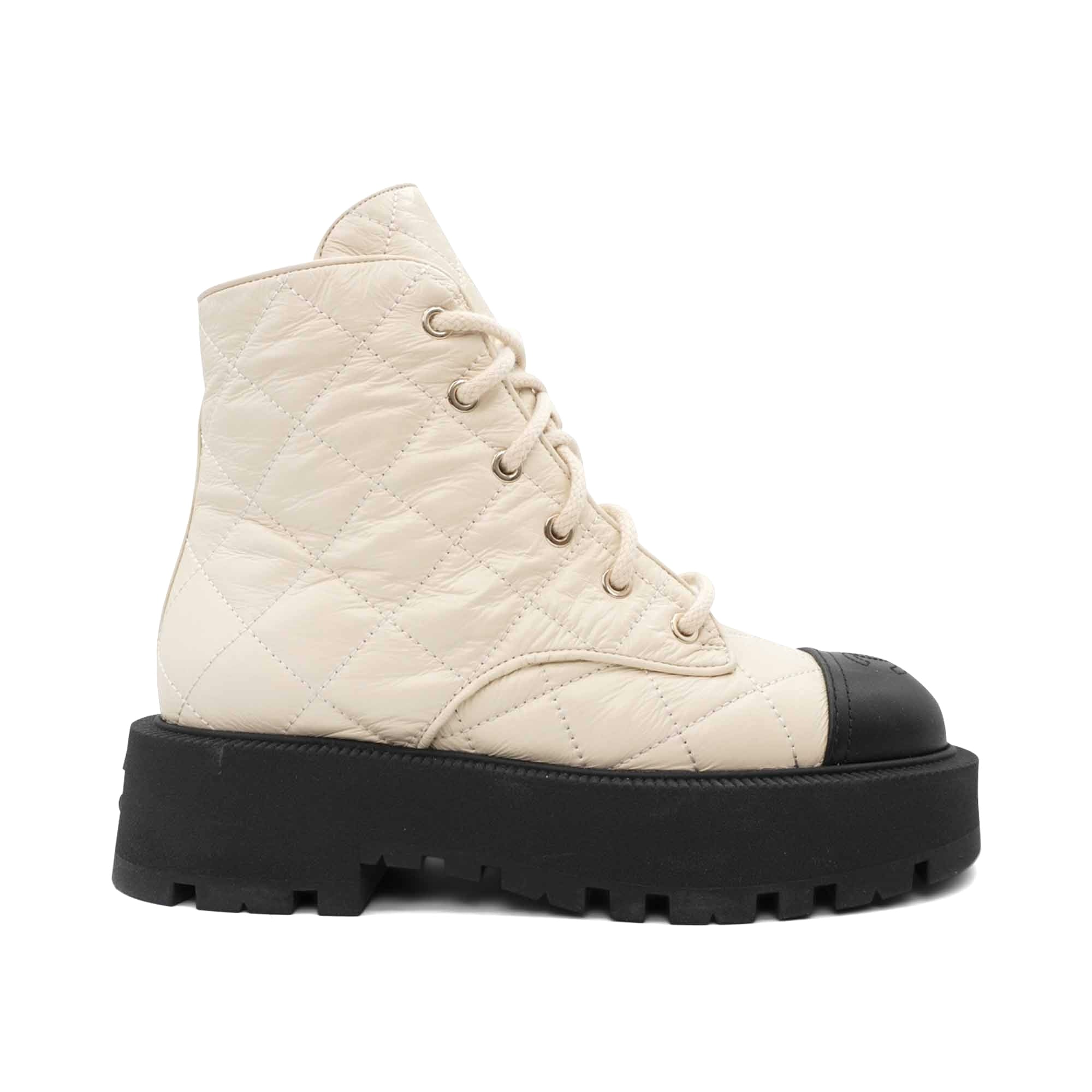 Chanel Quilted Combat Boots - Women's 37.5 – Fashionably Yours
