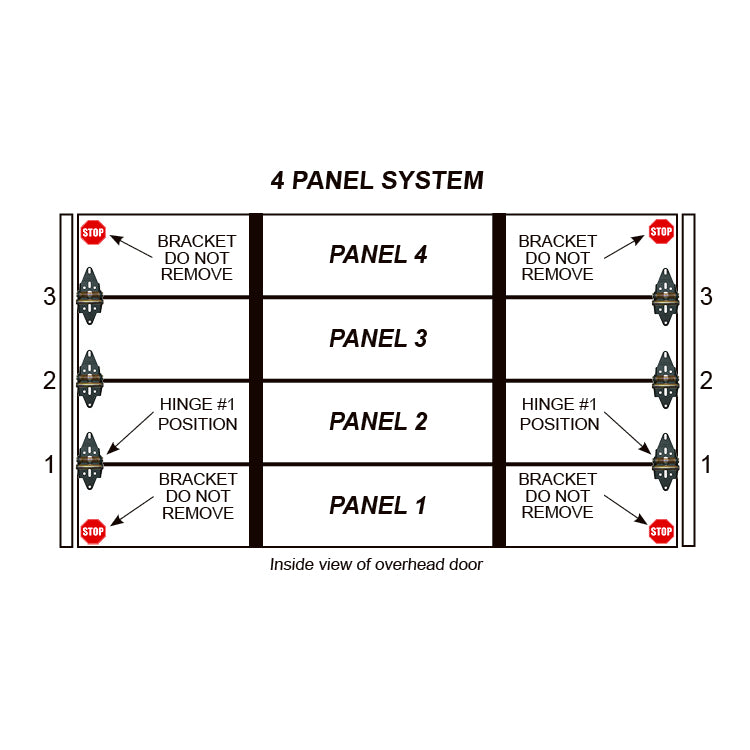 Single Stall 4 Panel Residential Garage Door System – Green Hinge