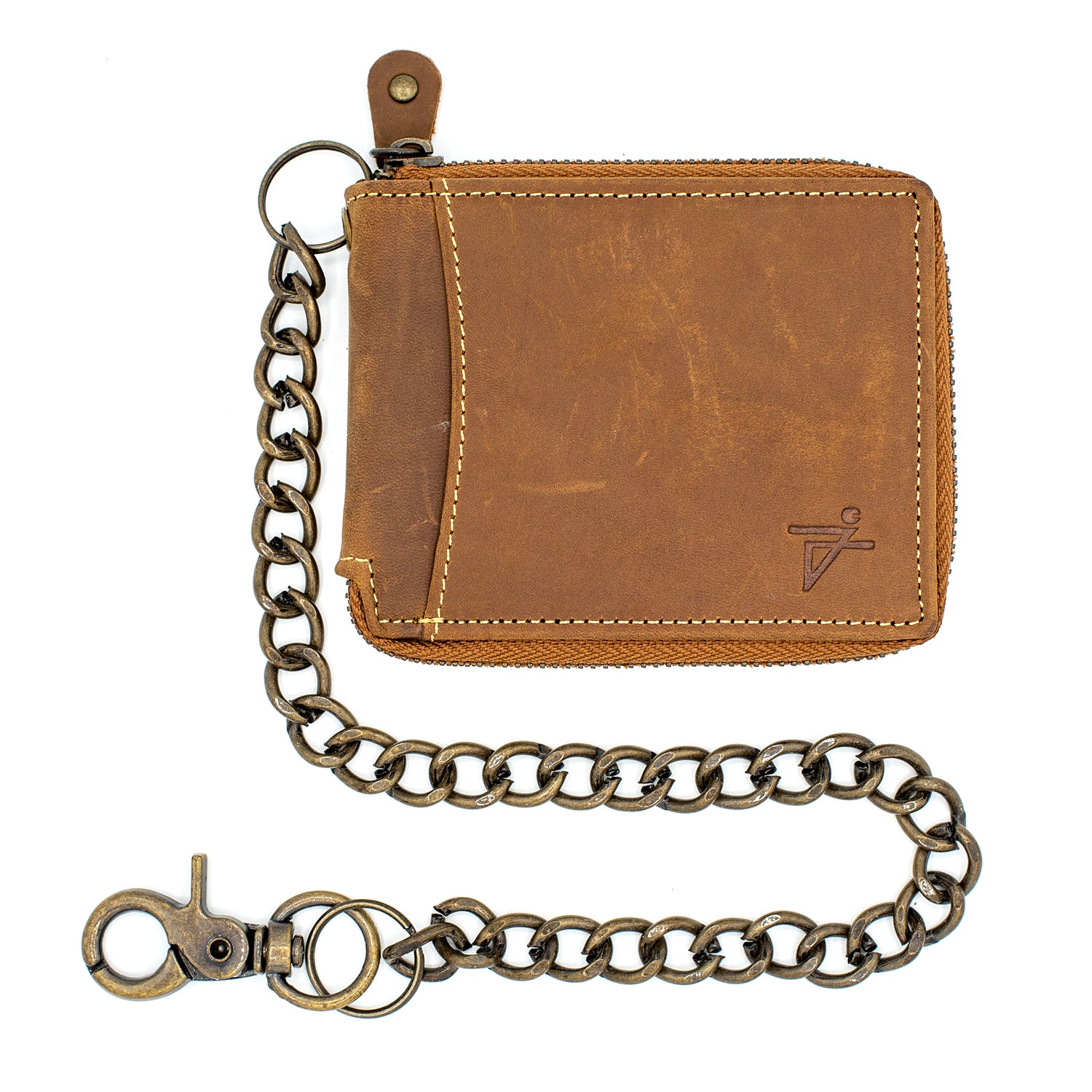 Zip Around chain Wallet for Men RFID Leather Bifold