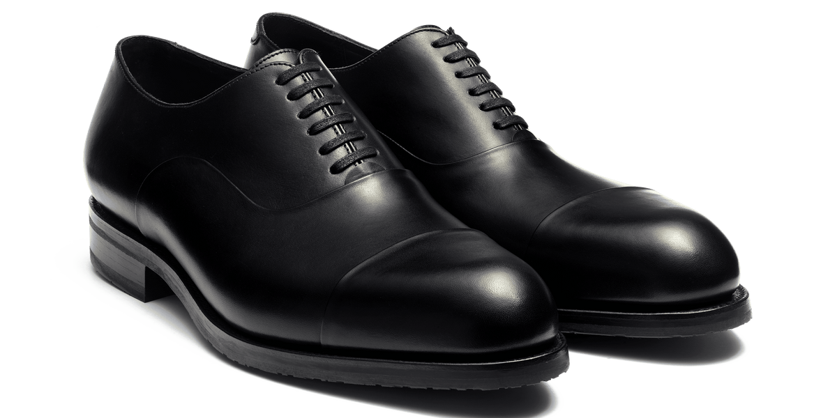 Men's Edouard Cap-Toe Oxford Shoe With Rubber Sole Black Leather