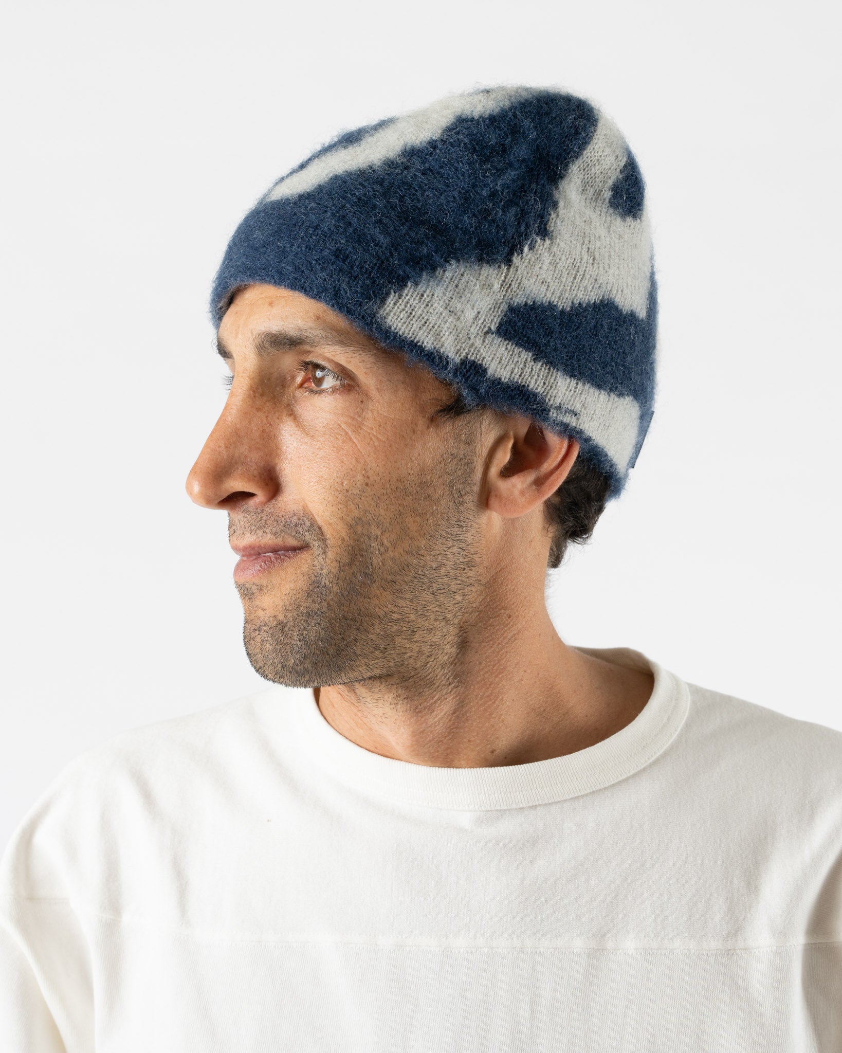 Gramicci Mohair Burly Runningman Beanie in Midnight Curated at