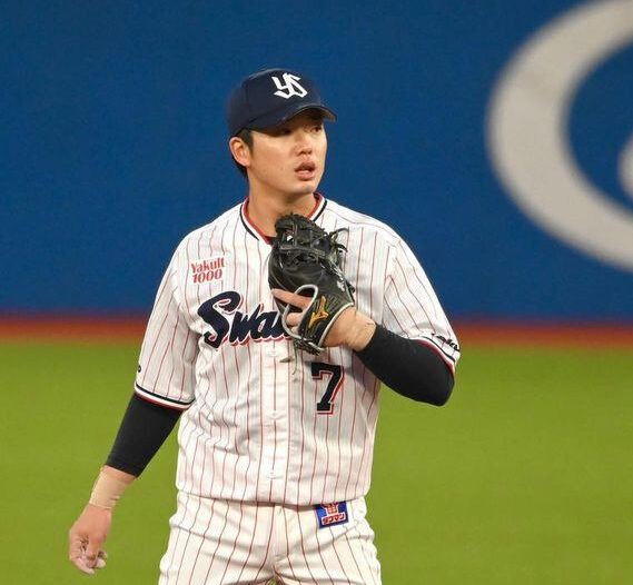 東京ヤクルトスワローズ 長岡秀樹 #7 バット NPBマーク 支給品 実使用