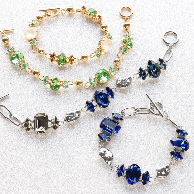 レシピNo.KR1174 貴和クリスタルのコネクトビジューブレスレット2種