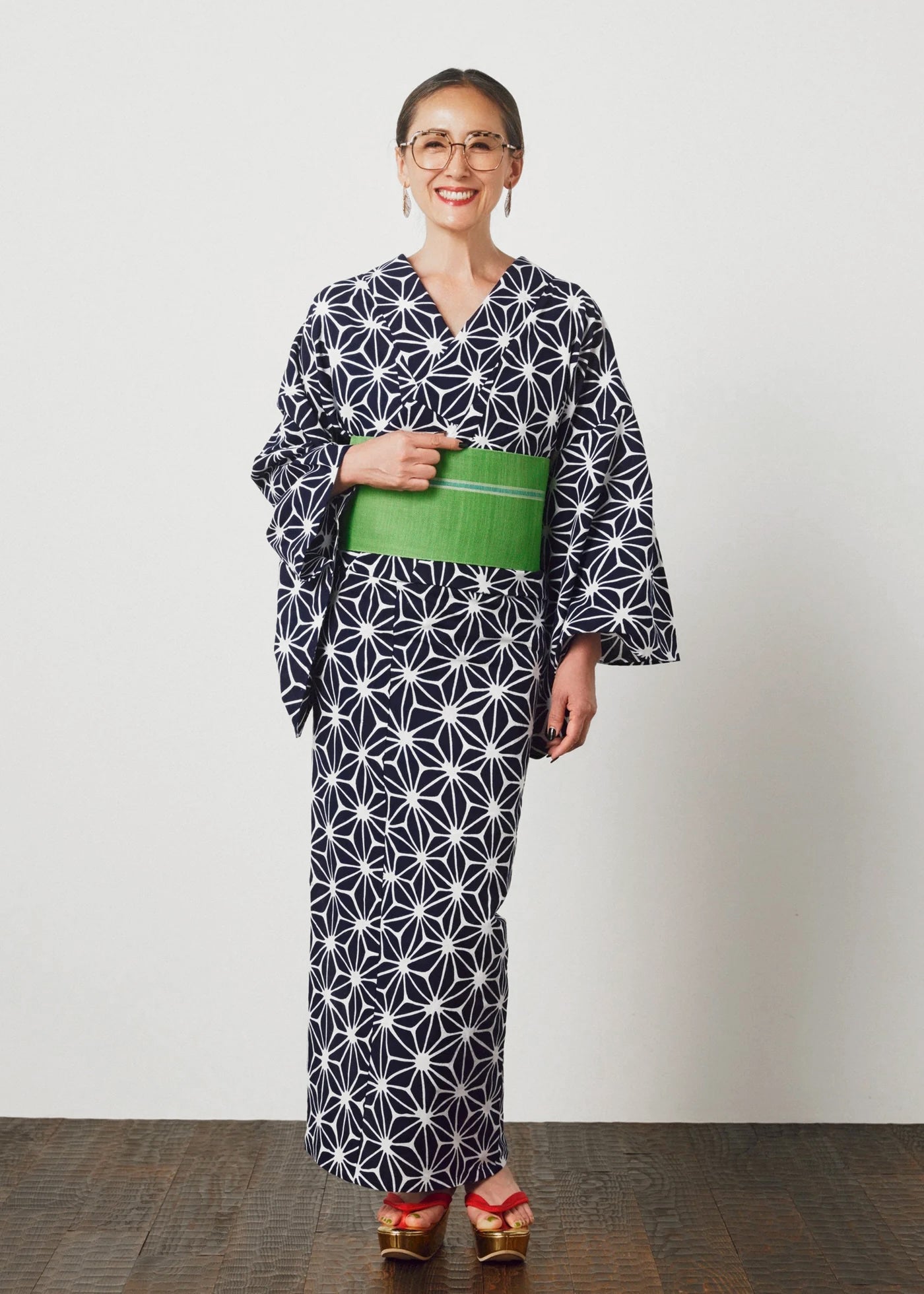 プレタ浴衣｜レディース｜変わり麻の葉 紺｜竺仙