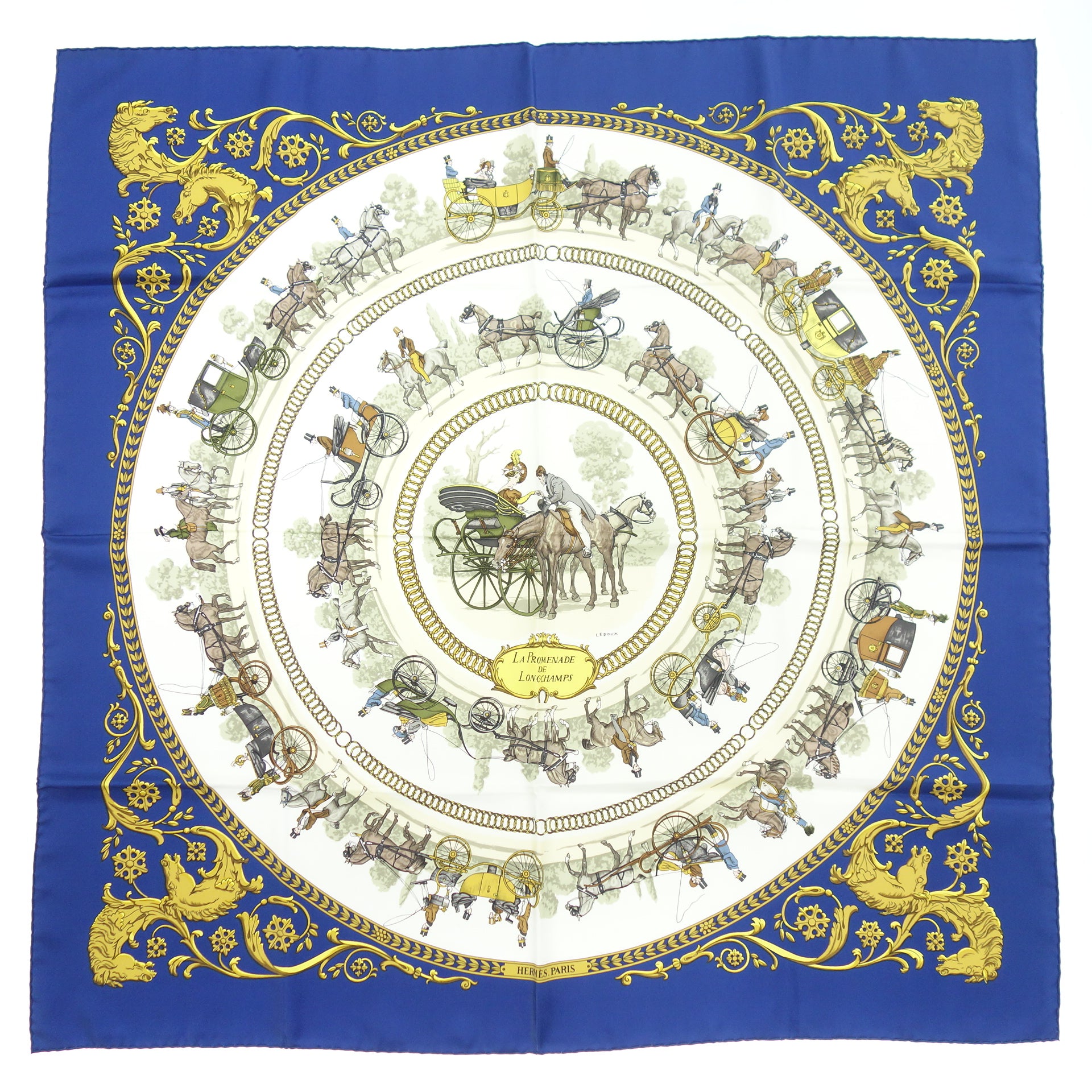 HERMES】エルメス カレ90 LA PROMENADE DE LONGCHAMPS ロンシャンへの