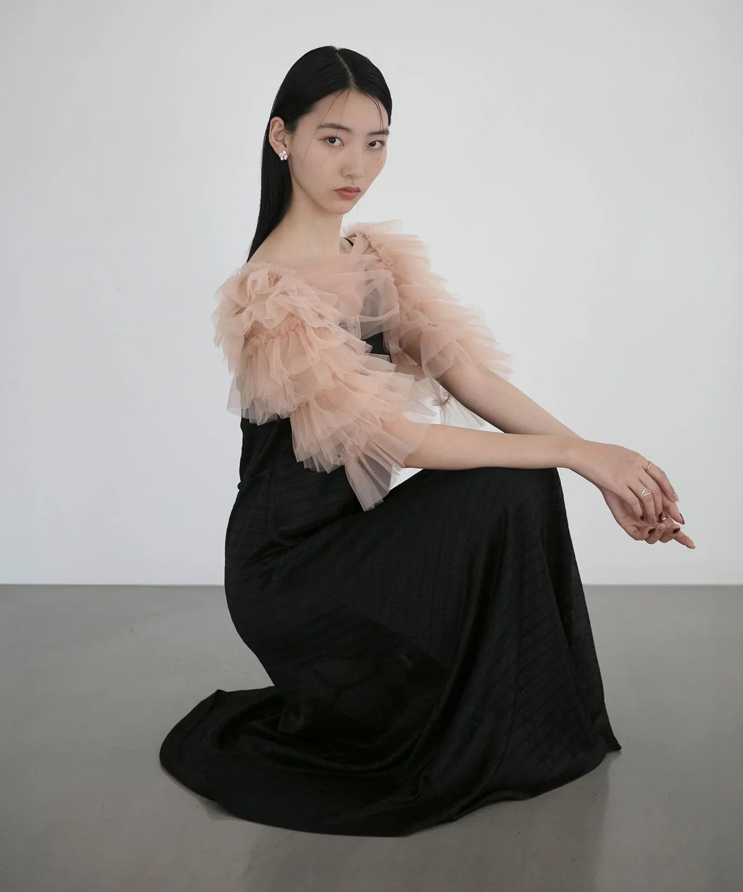 一部当日発送】ティアードフリルチュールボレロドレス/パーティー