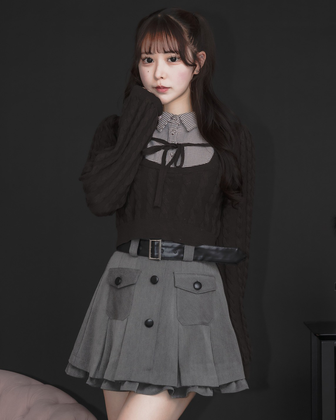 レイヤードケーブル長袖ニット – pium