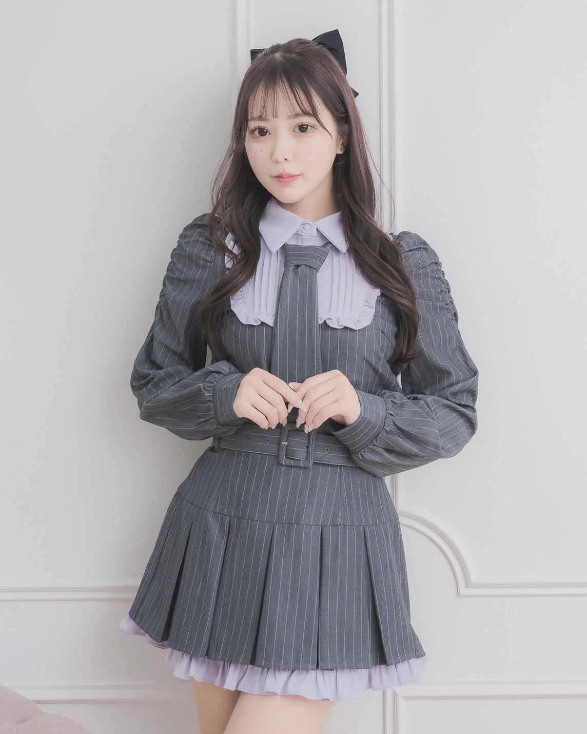 SHUSHUTONGグレー プリーツスカート サイズ8 SHUSHUTONGグレー