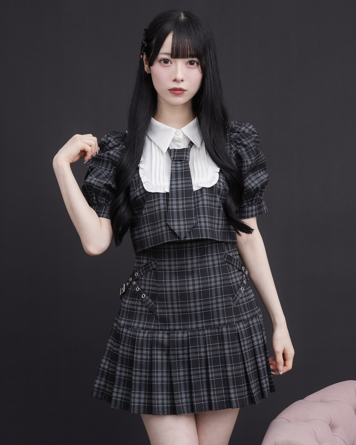 サイドベルトプリーツミニスカート – pium