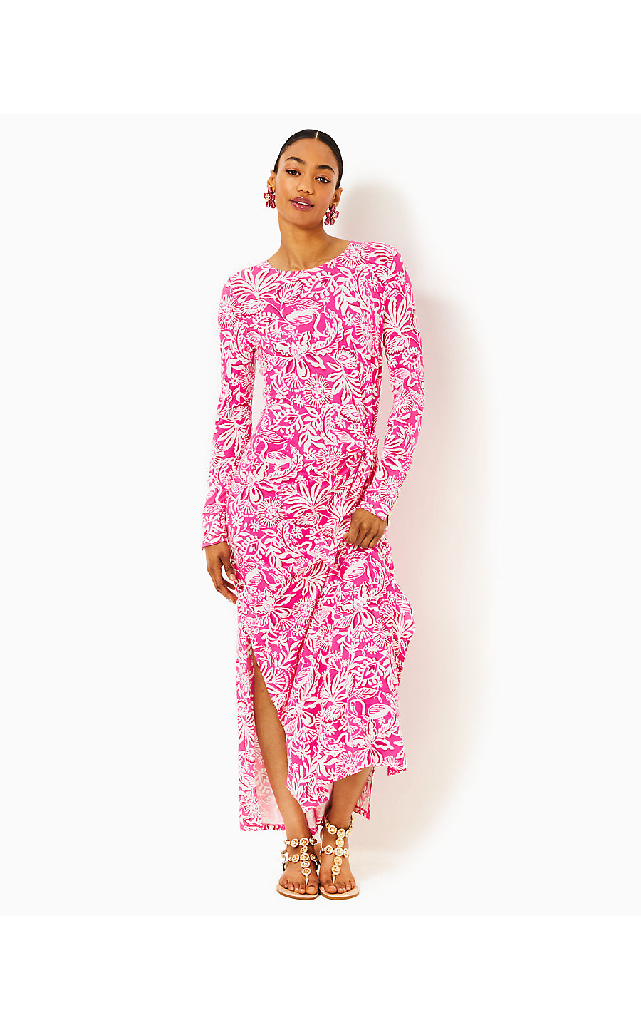 BRYSON LONG SLEEVE MAXI DRESS, PASSION FRUIT PINK ABSOLUTELY