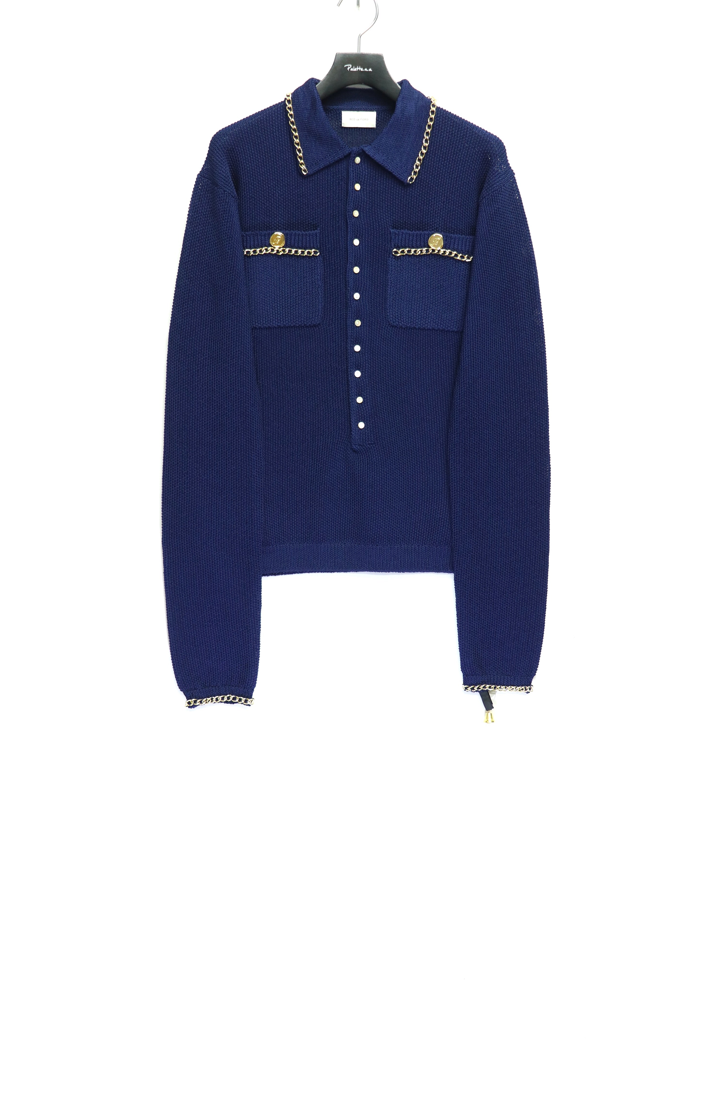 BED J.W. FORD(ベッドフォード)のChain Polo Sweater NAVYの通販