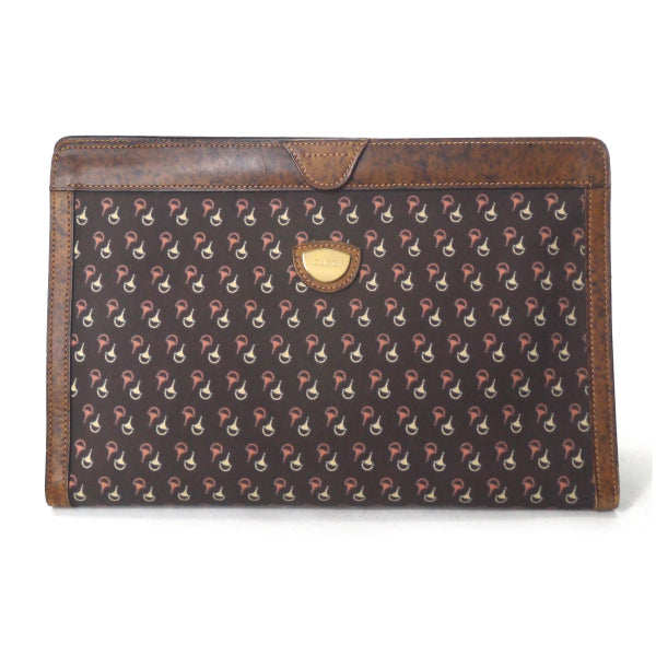 OLD Gucci 逆三角形ビット柄クラッチバッグ（茶・大） – Vintage Shop