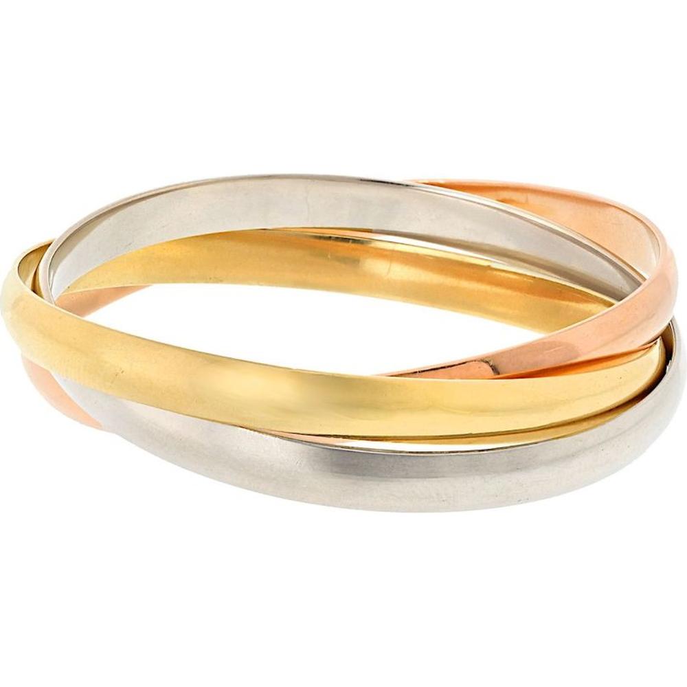 Cartier 18K Tri-Color Gold Trinity Bangle Bracelet - Larger Model