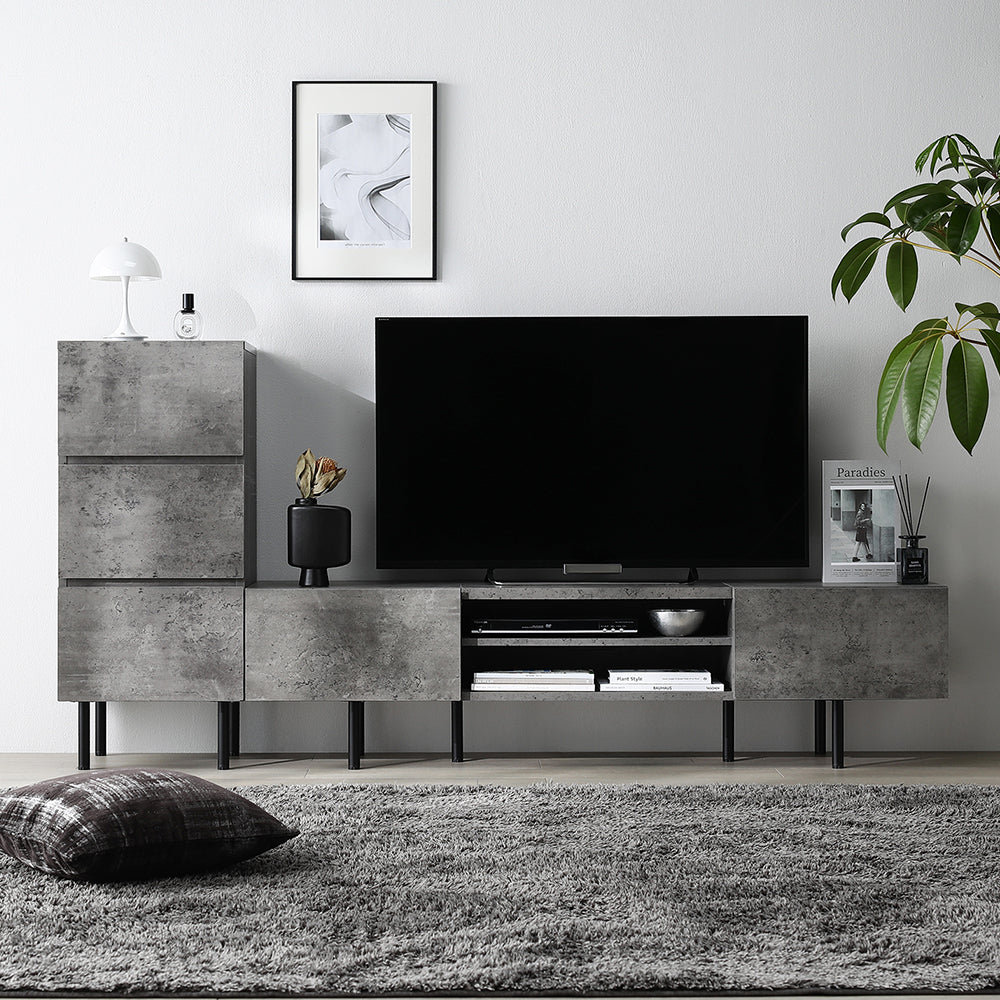 異素材MIX テレビボード(150cm幅) + チェスト(スリム3段) セット