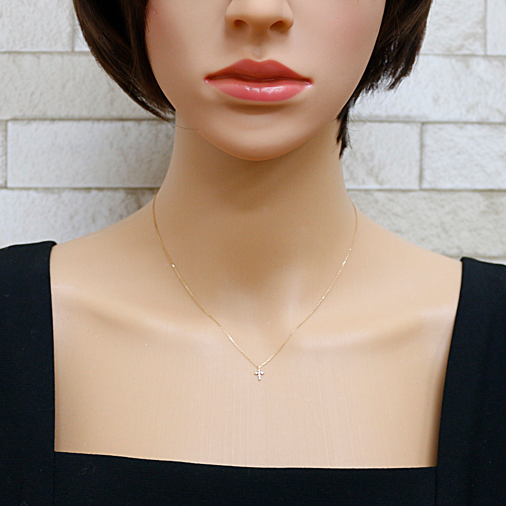 中古】 アガット agete K18 ネックレス ダイヤモンド 華奢 クロス