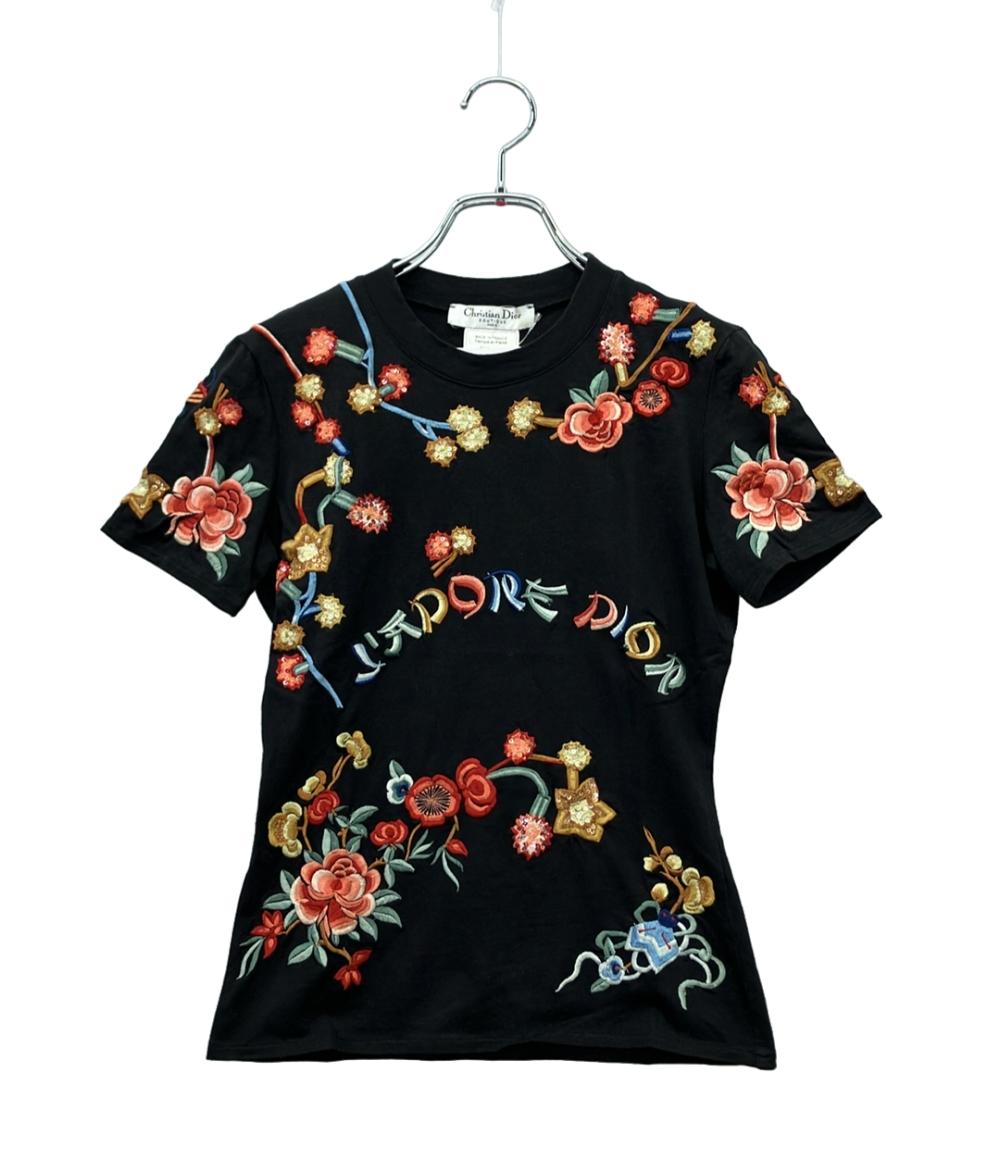 Christian Dior 半袖Tシャツ 花柄刺繍 スパンコール ロゴ ガリアーノ期