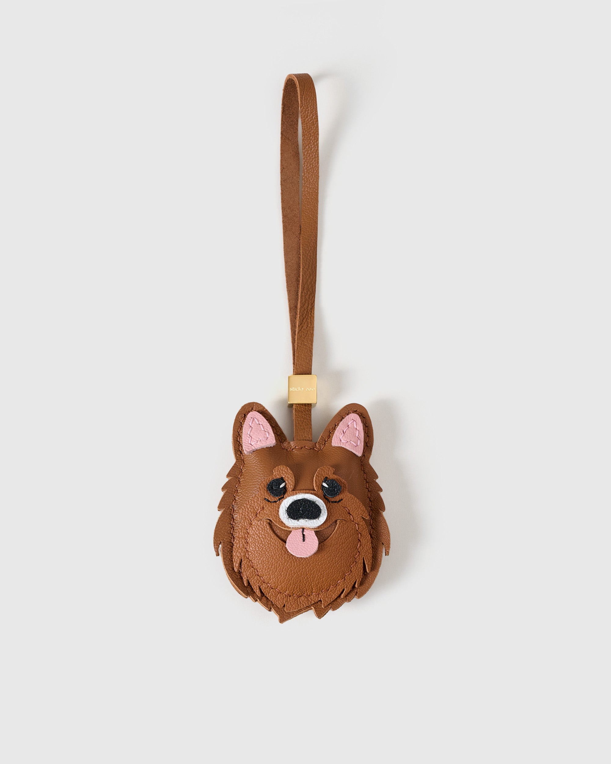 Sticky Zoo® Brown Pomeranian Dog Bag Charm & Keychain - Handmade