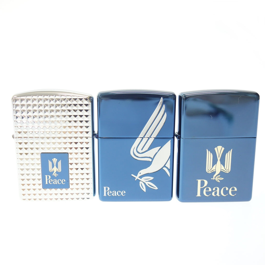 中古◇ジッポー ピース ブルーチタン 2007年製 シルバー系 ブルー系
