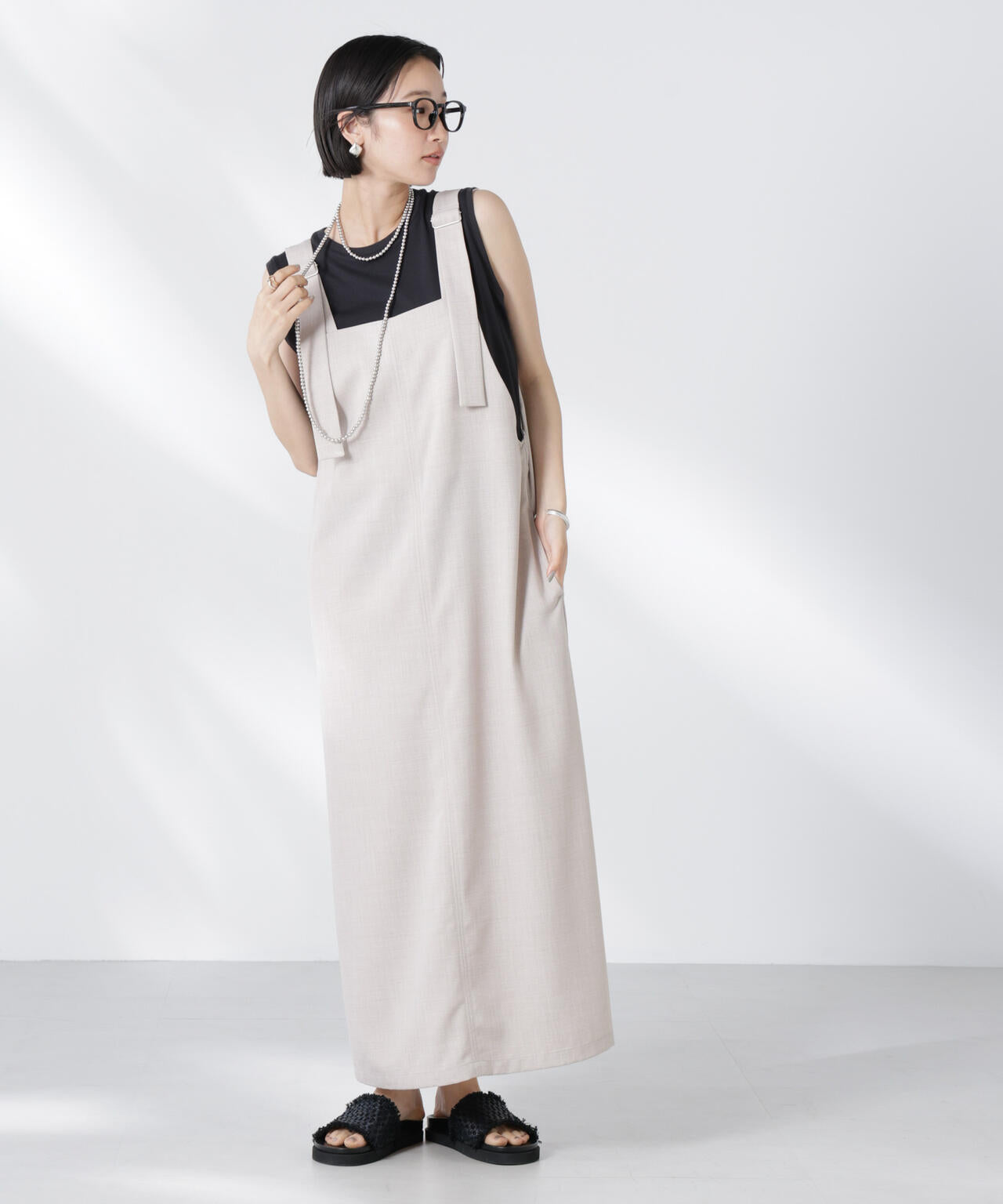 前後2way サロペット ワンピース