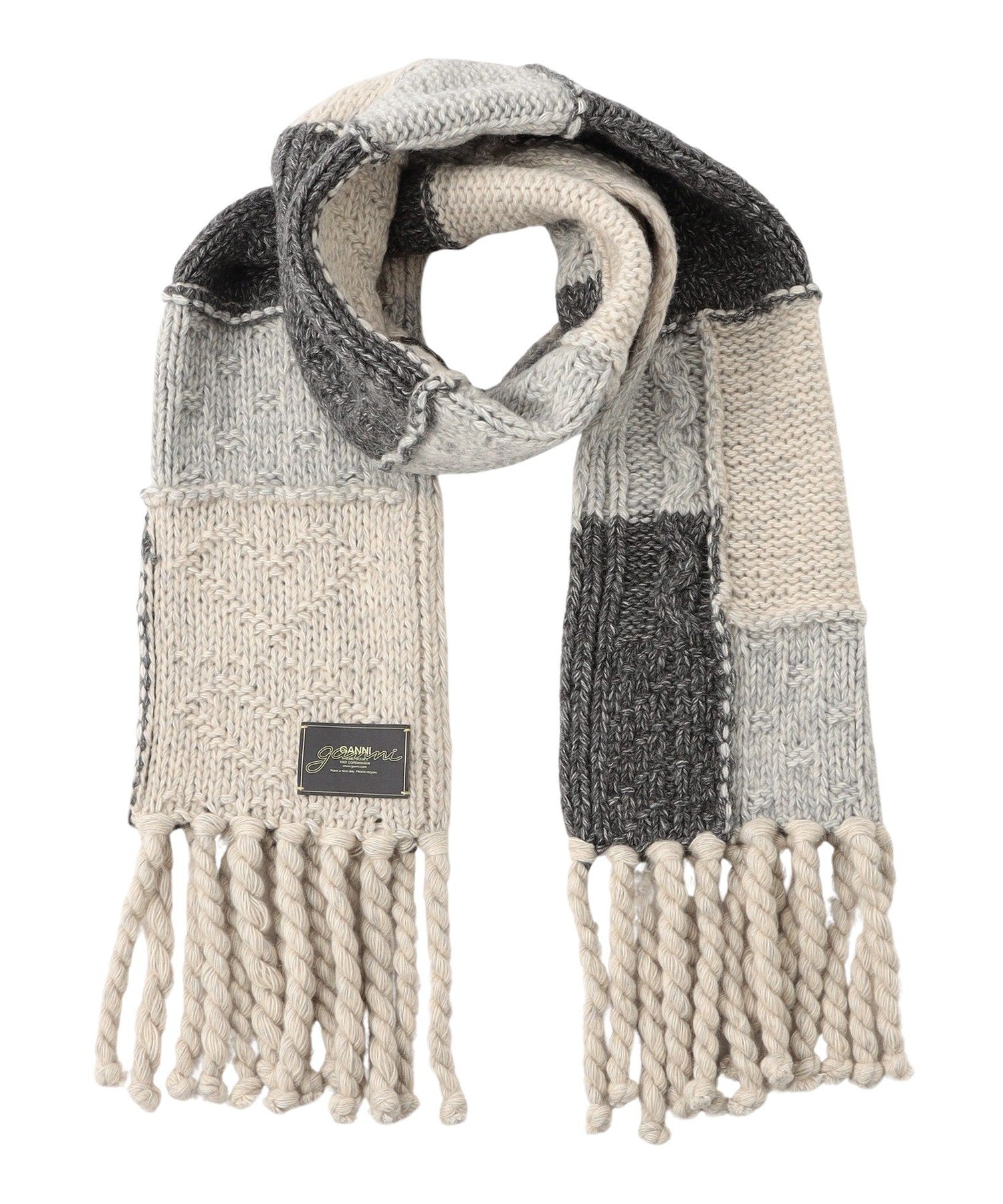 GANNI/ガニー】マフラー Wool Cotton Mix Knit Scarf A6662(マフラー