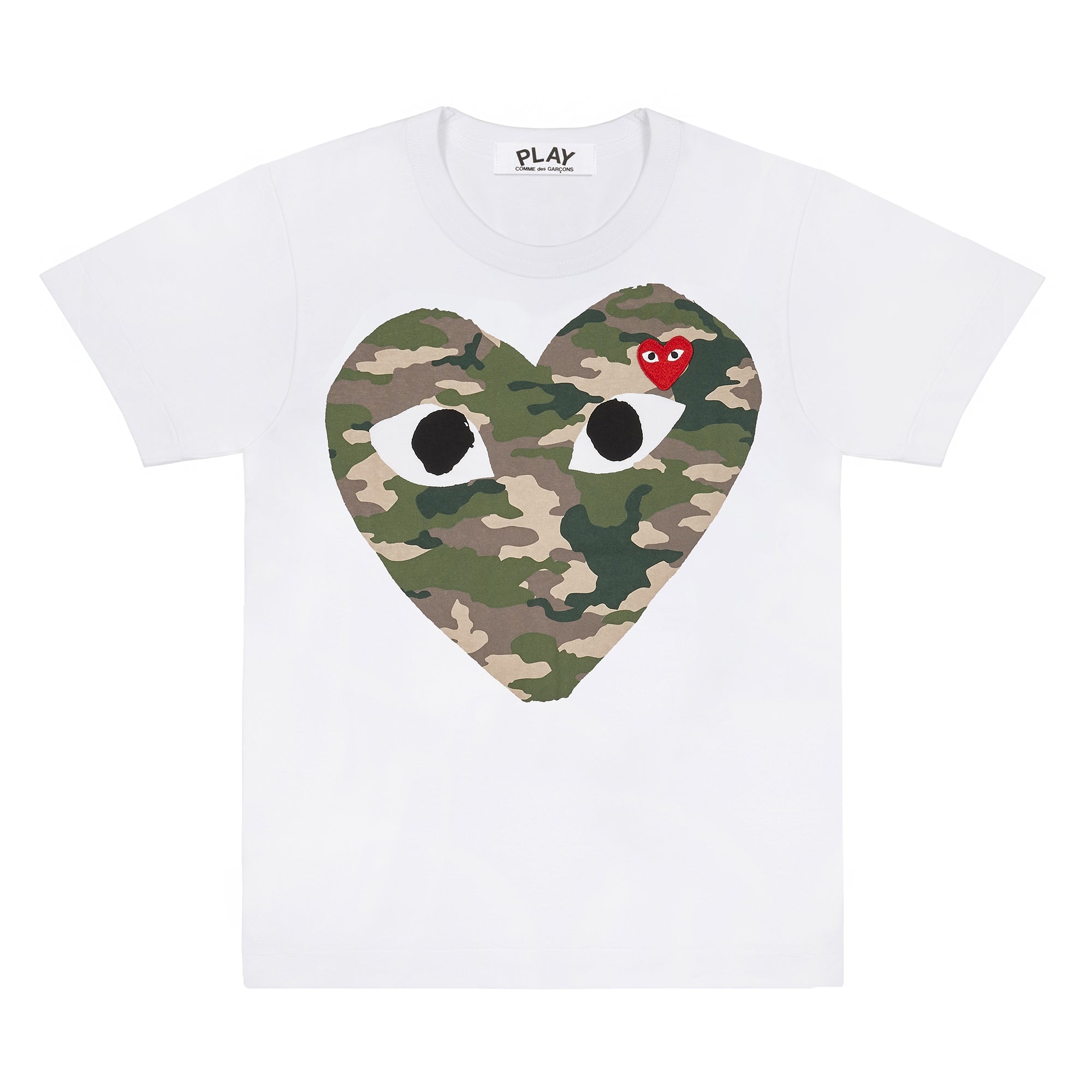 PLAY COMME des GARÇONS: Printed Camo Heart T-Shirt With Layered