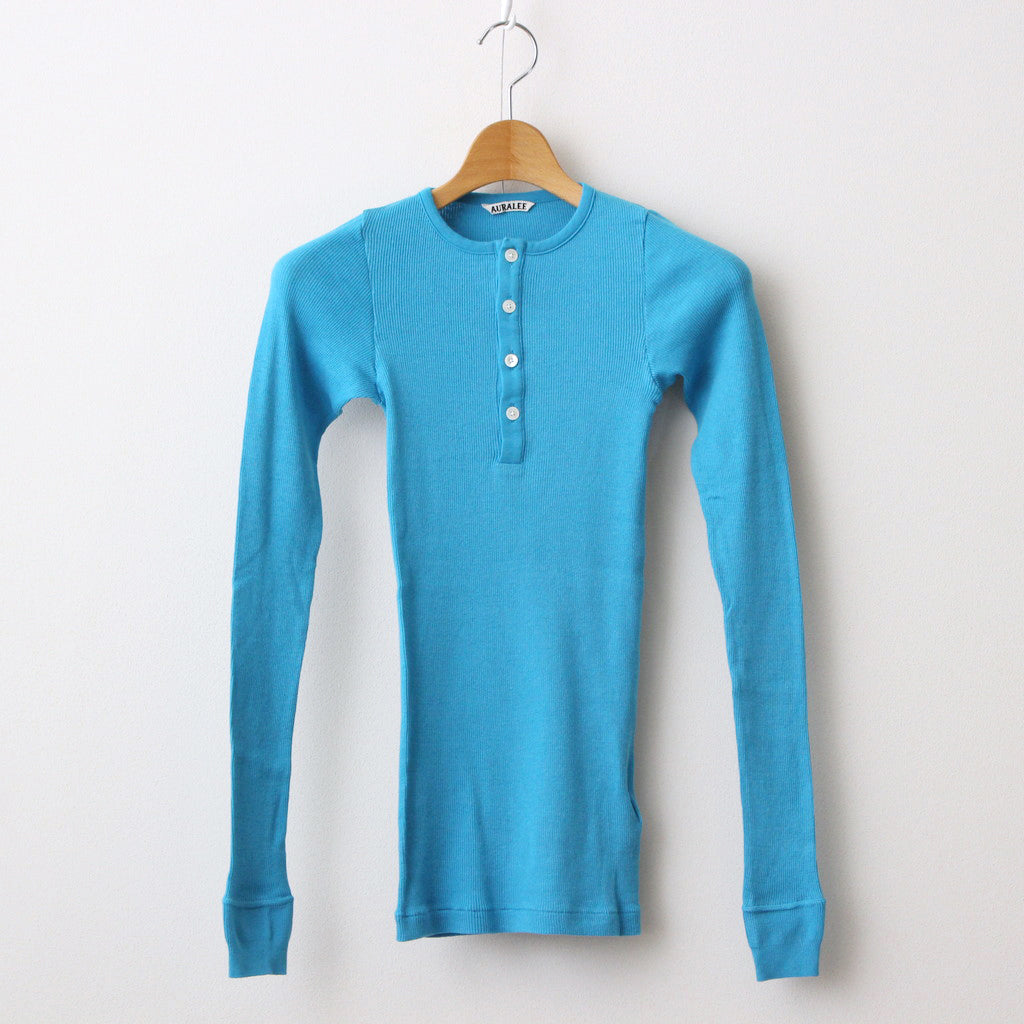 ORGANIC SOFT RIB HENLEY NECK L/S TEE #TURQUOISE BLUE [A24SP03OT