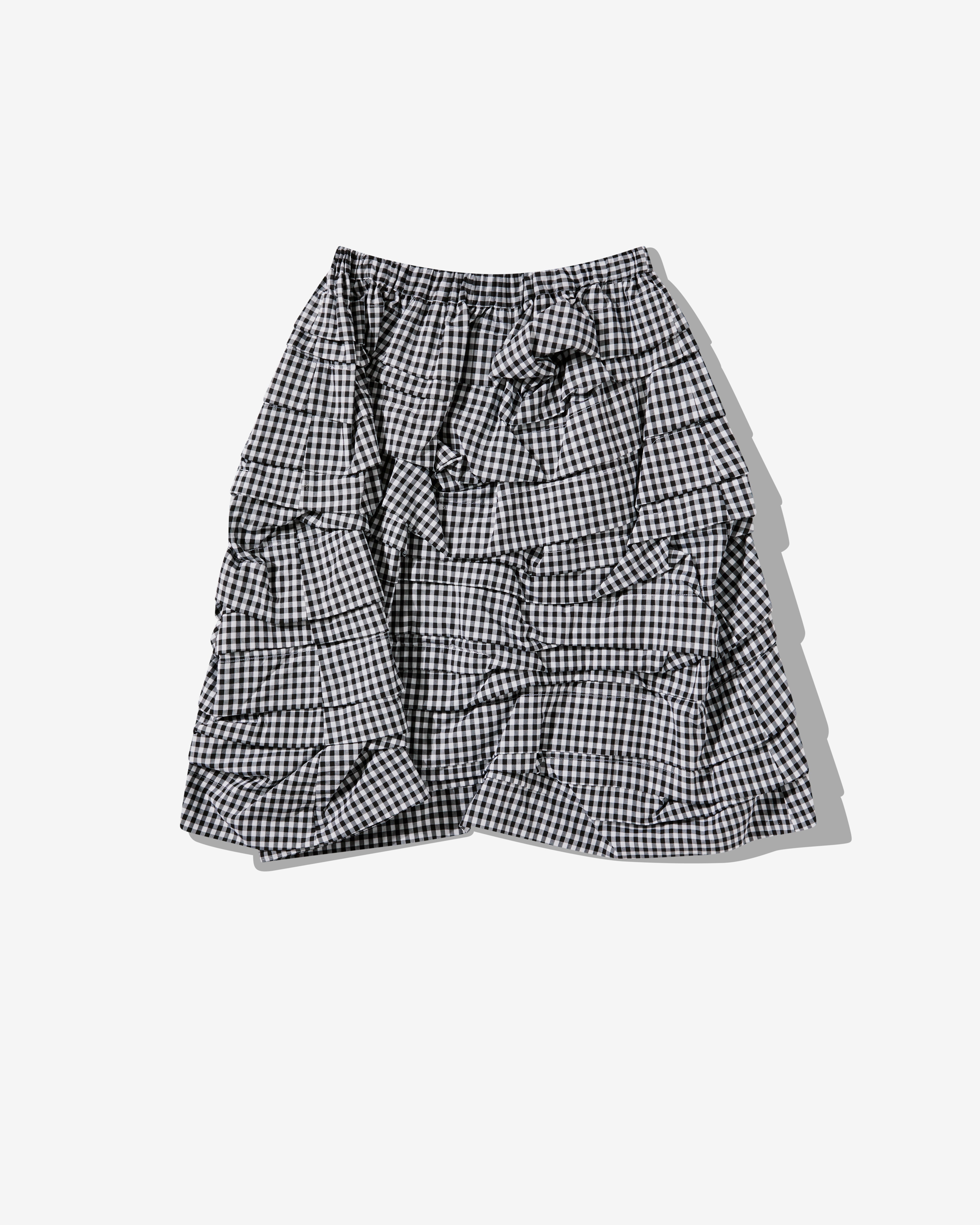 Black Comme Des Garçons: Layered Check Skirt (Black/White) | DSML