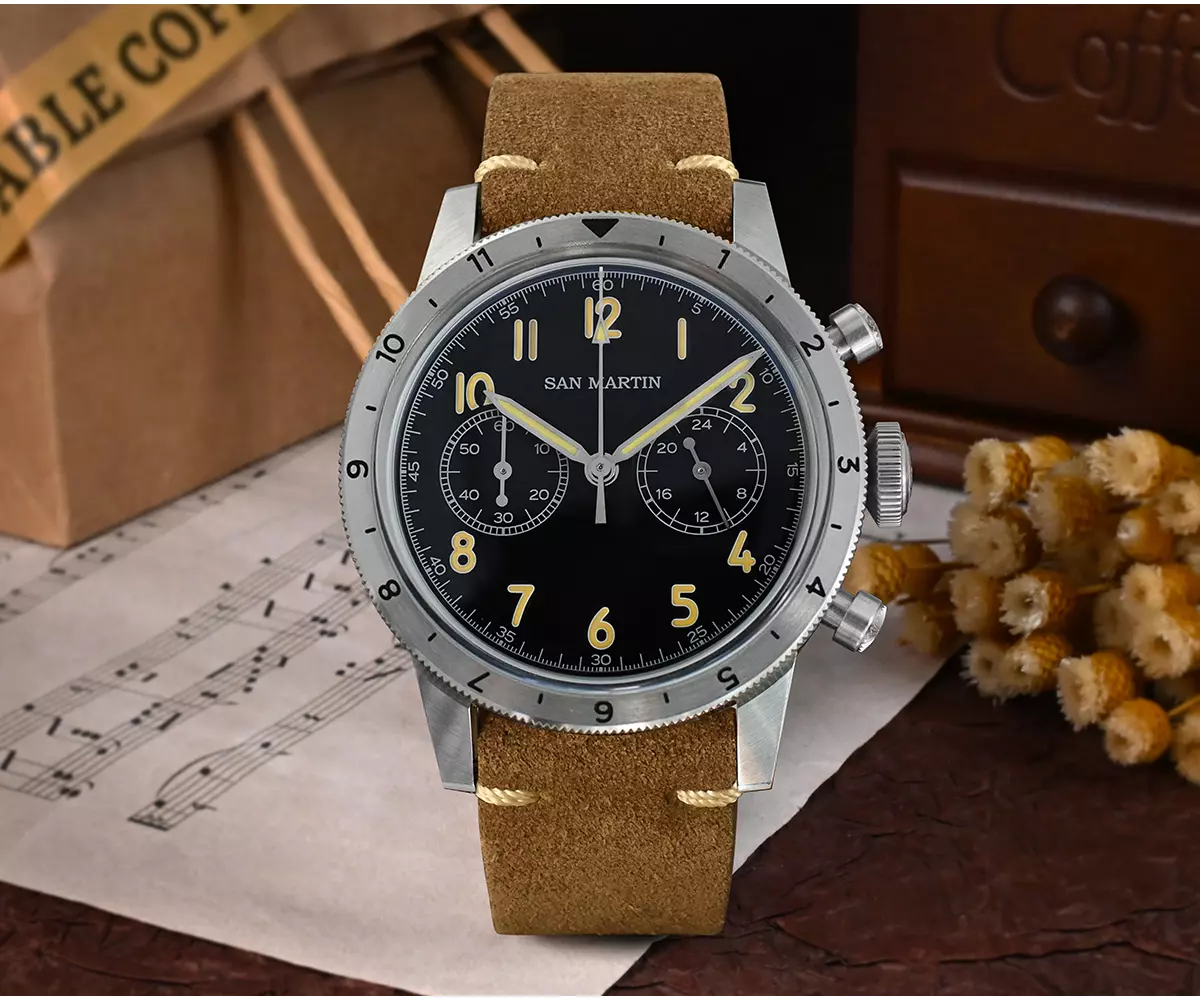 San Martin New Retro Pilot VK64 Chronograph Men's Quartz Watch