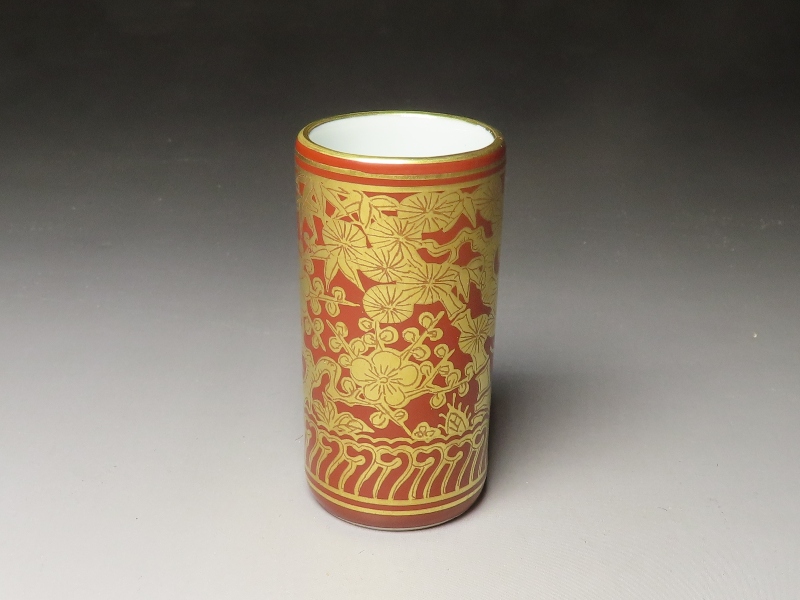 三浦竹軒作 金襴手巾筒 菅沼清峯堂 古美術 煎茶道具 竹泉竹軒蔵六清風木米